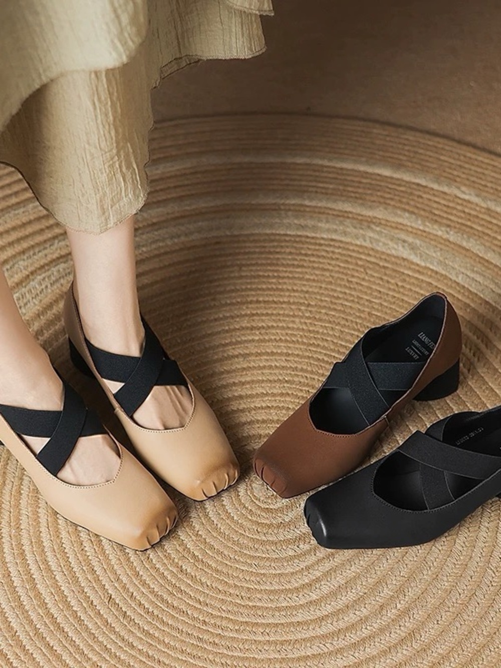 🐽 Piggy Nose Design Leather Ballet Shoes